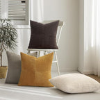 Topfinel Fall Vintage Brown Pillow Covers Set of 4,Velvet Gold Brown Cushion Covers with Corduroy,Soft Accent Pillowcases for Couch,Bed,Living Room and Outdoor Home Decor 20×20 Inch