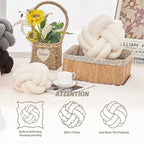 Uvvyui Knot Pillow Ball, Soft Ivory Home Decor Knotted Pillows, Handmade Round Plush Throw Pillow, Aesthetic & Cute Large Decorative Pillows for Bed, Floor, Couch, Bedroom Home Decor 11 inches