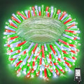 300 LED Christmas Lights Outdoor Indoor 100FT String Lights Indoor Clear Wire 8 Modes Plug in Twinkle Fairy Lights for Bedroom Christmas Tree Party Decorations, Red White&Green