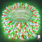300 LED Christmas Lights Outdoor Indoor 100FT String Lights Indoor Clear Wire 8 Modes Plug in Twinkle Fairy Lights for Bedroom Christmas Tree Party Decorations, Red White&Green