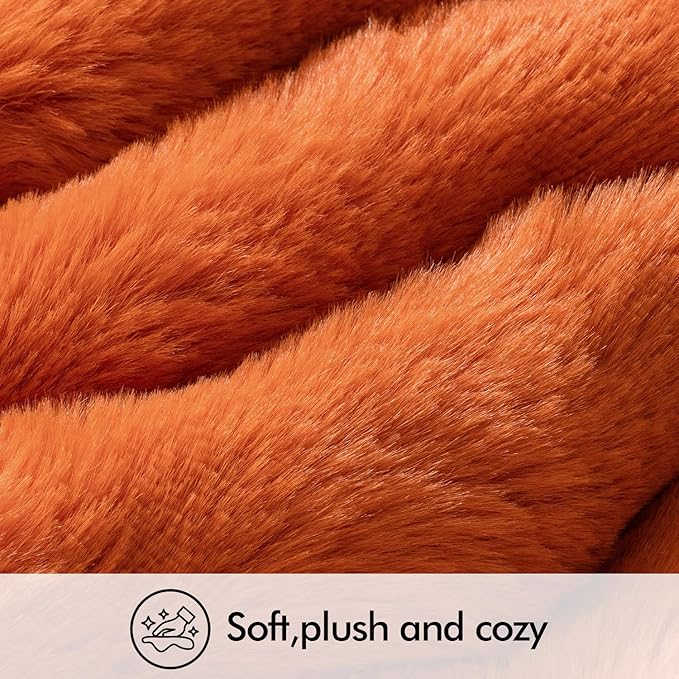 MIULEE Pack of 2 Decorative Pillow Covers Fall Thick Soft Plush Faux Fur Throw Pillows Luxury Home Decor for Couch Bedroom Living Room Sofa,18x18 Inch Burnt Orange