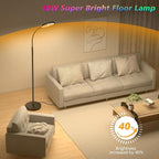 Floor Lamp, 18W Bright LED Floor Lamps for Living Room with Diamond-Surface, Stepless Adjustable Colors & Dimmer Standing Lamp with Timer, Remote & Touch Control, Reading Lights for Bedroom, Office