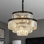 21.6" 14-Light Modern Crystal Chandelier Light Fixtures 4-Tier Black Luxury Chandeliers for Dining Room Round Hanging Pendant Lighting for Living Room Kitchen Entryway Bedroom Foyer Hallway