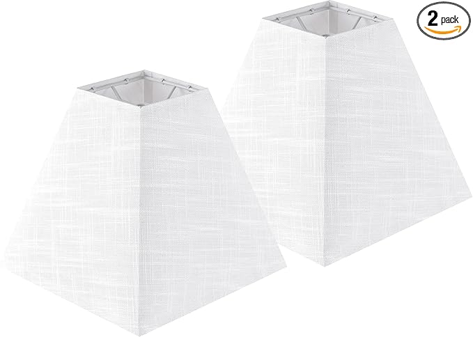 2 Pack 4"×9" × 8.3”inches Spider Small Square Lampshades for Wall Lamps Table Lamps Floor Lamps-Wall Mount Lamp Shade White Texture Lampshades Replacement for Bedroom By GO&SO