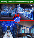 300LED Chrstmas Lights, 75ft Indoor Outdoor Christmas String Lights with 12 Modes, Blue LED String Lights with Timer Dimmable Waterproof for Outside Tree Fence Garden Xmas Wedding Party Decor Blue
