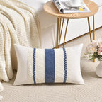Fancy Homi Set of 2 Dusty Blue Vintage Long Lumbar Decorative Throw Pillow Covers 14x24 Inch for Couch Bed Chair Bedroom, Rustic Retro Square Cushion Case, Modern Farmhouse Boho Living Room Decor