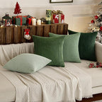 MIULEE Boho Farmhouse Sage Green Throw Pillow Covers 22x22 Inch Set of 4 Mordern Nordic Cushion Covers Soft Corduroy Christmas Home Decor for Couch Bed Sofa Living Room Forest Green