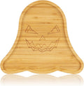WILLKOMMEN Halloween Serving Tray, Ghost Shaped Charcuterie Board, Bamboo Serving Platter 10" x 9" for Party Child Spooky Cheese Appetizer Board Serving Plate Dishes for Snacks, Candy, Cookies