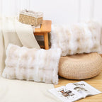MADIZZ Pack of 2 Thick Plush Wool Throw Pillow Covers 12x20 Inch White Beige Soft Neutral Decorative Throw Pillows Accent Boho Cushion Covers for Couch Sofa Bedroom Pillow Shell