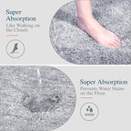 Walensee Large Bathroom Rug (24 x 60, Grey) Extra Soft and Absorbent Shaggy Bathroom Mat Machine Washable Microfiber Bath Mat Non Slip Bath Mat, Luxury Bathroom Floor Mats Rubber Back