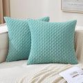 MIULEE Pack of 2 Decorative Throw Pillow Covers 20x20 Inch Soft Boho Striped Textured Corduroy Pillow Covers Modern Farmhouse Home Decor for Couch Bed Sofa Living Room Aqua Green