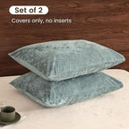 PHF Truly Velvet Pillowcases Standard Size, No Insert, 2 Pack Ultra Soft Breathable Pillow Shams Covers with Envelope Closure, 20" X 26" Luxury Cozy Warm Fuzzy Flannel, Dusty Blue
