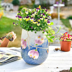 Sungmor 10.6 Inch Ceramic Succulent Plant Pot with Drainage Hole, Hand Painted Flower Pots for Plants, Unique Texture Decorative Planter for Indoor and Outdoor, Pottery Vase for Home Office Decor