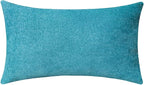 Jeneoo Decorative Turquoise Blue Throw Pillow Covers Lumbar Chenille Solid Cushion Couch Cases for Home Livingroom Sofa Decor (Set of 1, 14 x 26 Inches)