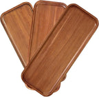 Acacia Wood Serving Platters and Trays - 14" x 5.5" Wooden Mini Charcuterie Boards, Small Cheese Board, Rectangle Wooden Tray for Kitchen Counter, Bathroom, Home Decor, Party (3, 14"X5.5")