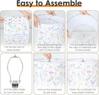 Lamp Shades Set of 2, Drum Lampshades 13" Top x 13" Bottom x 10" High with Spider Fitter, Large Replacement Lamp Shades for Table Lamps, Floor Lamps, Easy Assembly Required (2, Print - A)