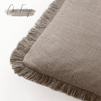 Foindtower Set of 2 Decorative Linen Fringe Lumbar Throw Pillow Covers Boho Farmhouse Cushion Cover with Tassels Soft Accent Pillowcase for Couch Sofa Bed Living Room Home Decor,12×20 Inch,Brown Tan