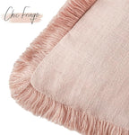 Foindtower Set of 2 Decorative Linen Fringe Throw Pillow Covers Boho Farmhouse Cushion Cover with Tassels Soft Accent Pillowcase for Couch Chair Sofa Bed Living Room Home Decor,18×18 Inch,Light Pink