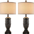 28.5” Vintage Farmhouse USB A+C Table Lamps Set of 2 for Living Room Bedroom Tall Rustic Bedside Nightstand Lamp Retro Traditional End Table Lamps for Entryway Home Office Decor Antique Black Accent