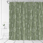 Sage Green Herbs Shower Curtain Boho Floral Retro Botanical Vintage Farmhouse Cute Leaves Plant Flowers Bathroom Curtain Set with Hooks(91" Wx70 H)