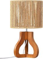 EDISHINE Small Table Lamp, Wood Rattan Nightstand Lamp with ON-Off Switch,E26 Base, Bedside Lamp for Living Room, Bedroom, Bohemian