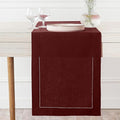 D'Moksha Homes Linen Dark Red Table Runner 120 Inches Long - 100% Pure Linen Hemstitch 14 x 120 Inch Table Runner for Dining, Fall, Autumn and Halloween - Classic Hemstitch
