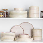 TheTerra Ceramic Dinnerware Sets for 6, 18 Pieces Porcelain Lightweight Speckled Plates and Bowls Sets, Scratch Resistant Dish Set, Oven & Microwave & Dishwasher Safe, Primrose Pink