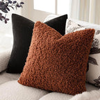 Foindtower 2 Pieces 26x26 Inch Hazel Brown,Faux Fur Throw Pillow Cover Accent Sherpa Furry Pillow Covers Fuzzy Soft Pillowcases Cozy Sheepskin Decorative Fleece Cushion Case for Bed Couch Living Room