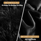 XeGe Faux Fur Throw Pillow Cases Plush Shaggy Ultra Soft Pillow Cover Fluffy Crystal Velvet Decorative Pillowcases Zipper Closure,Set of 2 (Standard, Black)