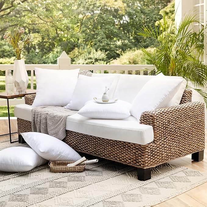 Phantoscope Premium Outdoor Pillow Inserts - Pack of 2 Square Form Water Resistant Decorative Throw Pillows, Couch Sham Cushion Stuffer 12 x 20 inches