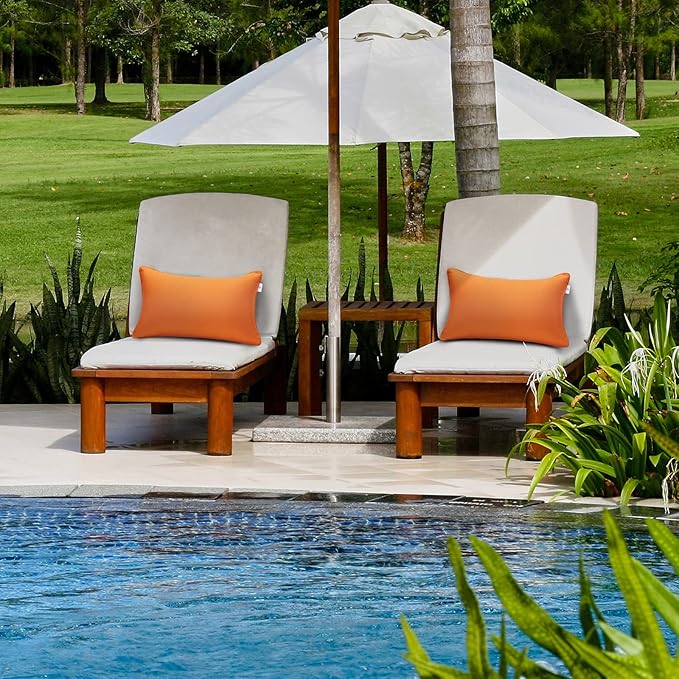 JMGBird Outdoor Pillows Waterproof Set of 2 Outdoor Lumbar Pillows with Insert Included 12×20 Inch Outdoor Pillow for Patio Furniture
