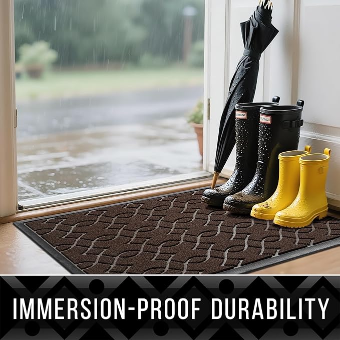 Yimobra Extra Large Door Mat 60x36, All-Season Waterproof Doormat Outdoor Entrance, Heavy Duty Non-Slip Outside Door Mat for Garage Patio Proch Entryway Indoor, Easy Clean, Coffee