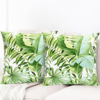 Decorative Throw Pillow Covers Set of 2 Green Leaves of Tropical Pillow Covers 20x20 inch Super Soft Short Plush Square Throw Pillows,Farmhouse Outdoor Pillow Covers for Couch Living Room