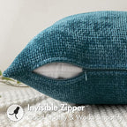 MIULEE Pack of 2 Couch Throw Pillow Covers 18x18 Inch Coastal Teal Modern Boho Accent Decorative Pillow Covers Soft Chenille Farmhouse Cushion Covers for Home Decor Bed Sofa Living Room