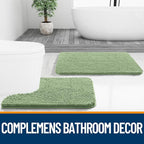 OLANLY Bathroom Rugs 70x24, Extra Soft Absorbent Chenille Bath Rugs, Rubber Backing Quick Dry, Machine Washable Bath Mats for Bathroom Floor, Tub and Shower, Home Decor Accessories, Sage Green