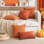 MIULEE Pack of 2 Rust Pillow Covers 12x20 Inch Soft Boho Striped Corduroy Throw Pillow Covers Set Decorative Square Cushion Cases Pillowcases for Sofa Bedroom Couch
