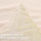 Pallene Beige Throw Pillow Covers 22x22 Set of 2, Soft Plush Faux Fur Decorative Couch Pillow Covers for Sofa Bed Living Room Pillow Cases with 3D Diamond Pattern