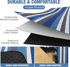 Picnic Blankets Outdoor Extra Large - 80"x80" Waterproof Beach Blanket, Machine Washable 3-Layer Foldable Park Mat with Sandproof Backing for Grass, Hiking, Travel, Concerts, Indoor (BlueStrip)
