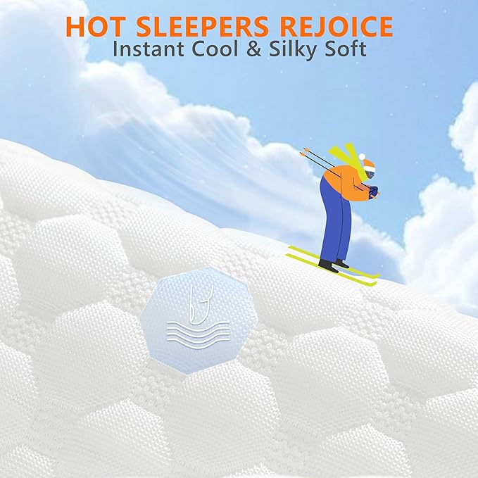 Cooling Pillows King Size Set of 2, Memory Foam Pillows with Zipper, Firm Bed Pillows Adjustable for Hot Side Back Stomach Sleepers