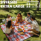 Extra Large Picnic Blankets 80x80 Portable Oversized Waterproof Sandproof Outdoor Beach Blanket Camping Grass Mat Giant Overlanding Car Rv Essential Glamping Accessories Yard Rug Family Dad Day Gift