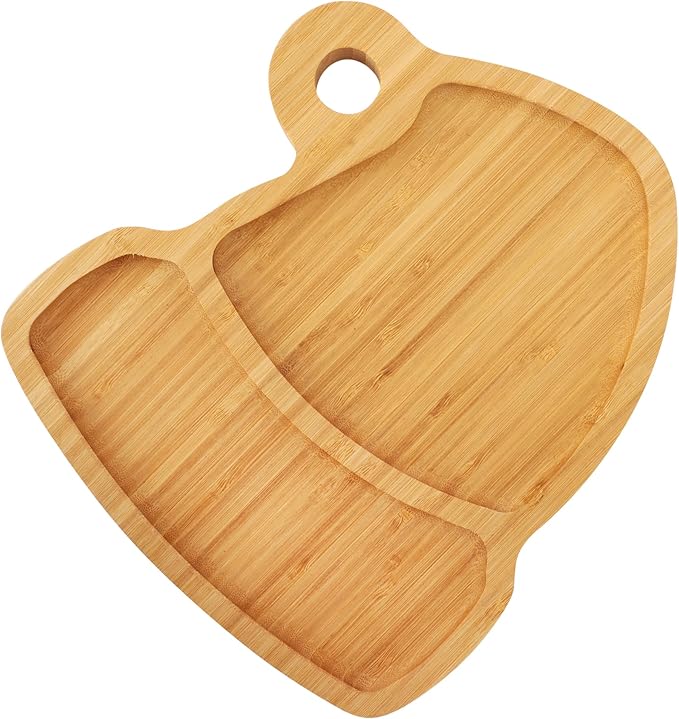 WILLKOMMEN Christmas Serving Tray, Bamboo Christmas Hat Shaped Serving Platter, Charcuterie Board Serving Dishes 10" x 9" for Party Cookie Fruit Tray Cheese Board Plate