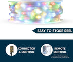 Joiedomi 600 LED Christmas Lights Outdoor,197 FT Multicolor Christmas Tree Lights with 8 Modes Timer, PVC Clear Wire String Lights with Reel for Indoor Outdoor Holiday Xmas Eve Night Decorations