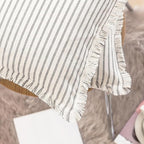 Throw Pillow Covers 18x18 Set of 2 Striped Fringe Pillow Cover Farmhouse Cushion Covers with Tassel Neutral Boho Pillows Decorative Square Pillowcase for Couch Sofa Bed, Grey