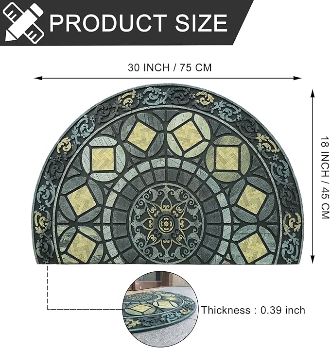 CHICHIC Entrance Door Mat Large 18 x 30 Inch Entry Way Doormat Front Door Rugs Outdoors Heavy Duty Welcome Mat Non Slip Rubber Back Low Profile for Garage, Patio, High Traffic Area, Grey Teal