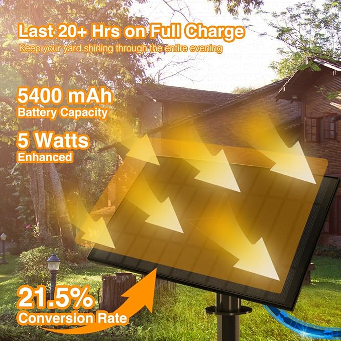 DAYBETTER 120ft Solar String Lights Outdoor Waterproof, 60 Bulbs 2700K Warm White Energy-Saving, Solar Lights for Garden, Patio, Backyard - Perfect for Homeowners