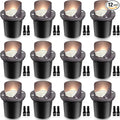 SUNVIE 12 Pack Low Voltage Landscape Lighting 12W LED Outdoor In-Ground Waterproof Shielded Well Lights Warm White Paver Lights with Wire Connectors for Pathway Garden Yard Fence Deck