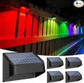 Brighter Solar Fence Lights 4 Pack, RGB 8 Colors, Dusk to Dawn Deck Light, Fence Solar Lights Outdoor IP65 Waterproof, Solar Outdoor Lights for Backyard/Railing/Wall/Step/Patio(Black)