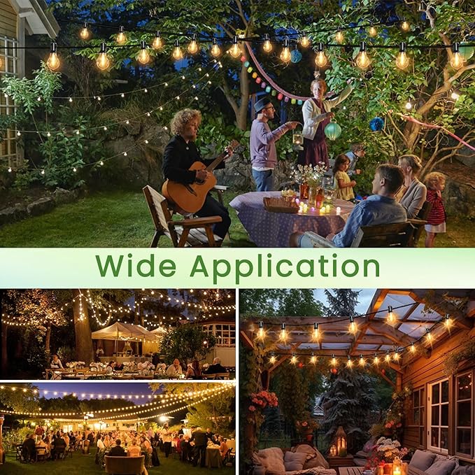 Outdoor String Lights 400FT(4x100) Patio Lights with 208 (8 Spare) Shatterproof Bulbs, String Lights for Outside Waterproof Hanging for Party,Wedding,Yard, Porch, Bistro, 2200K, Black Cord