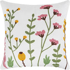 Adabana Neutral Decorative Floral Pillow Covers 18x18 Inch Boho Embroidered Throw Pillow Cover Farmhouse Couch Cushion Cases for Bed Sofa Bedrrom Living Room Decor,Spring Green