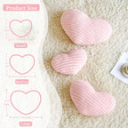 Pink Heart Pillows, 12.9" Cute Heart Decorative Pillow, Stripe Heart Shaped Plush Throw Pillows for Bed